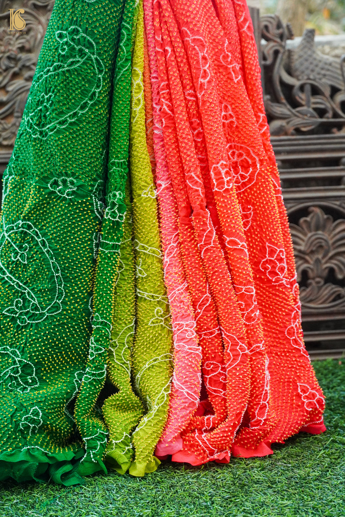 Multicolor Banarasi Pure Georgette Bandhani Saree - Khinkhwab