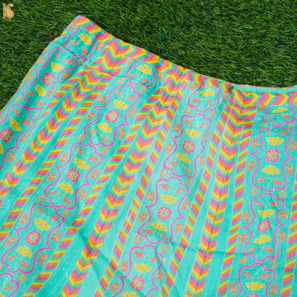 KARANFİL - Pure Raw Silk Print Kalidar Stitched Skirt Lehenga - Khinkhwab