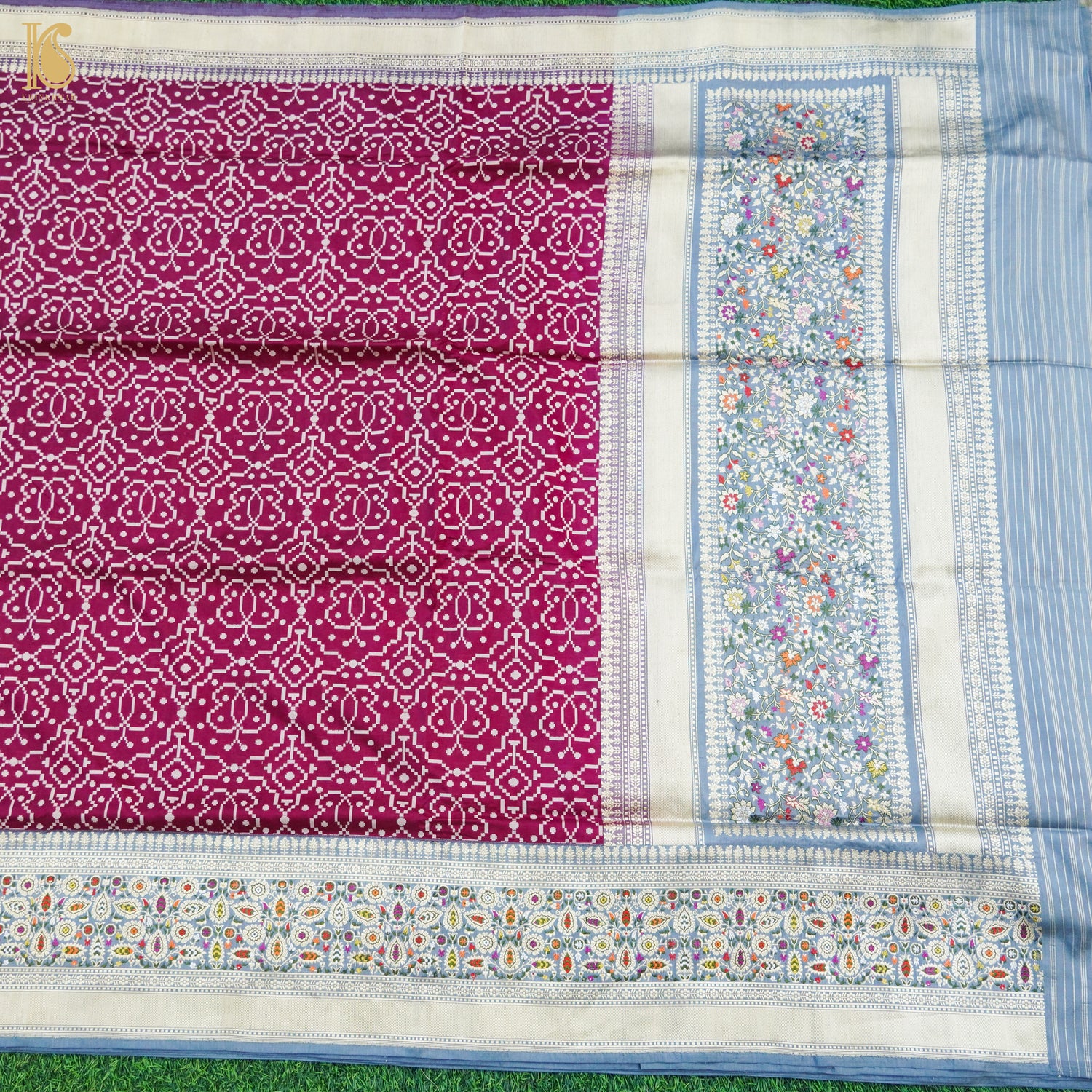 Mehroon Katan Silk Handloom Kadhiyal Brocade Banarasi Saree - Khinkhwab