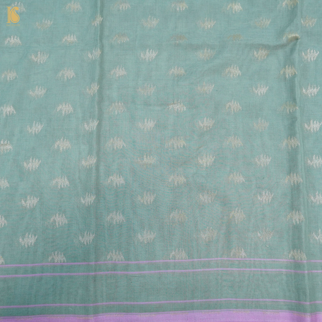 Juniper Green Handloom Pure Cotton Banarasi Jamdani Ektara Suit Fabric Set - Khinkhwab