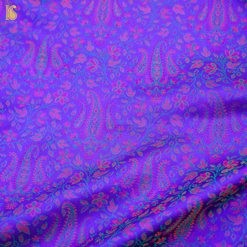 Purple Pure Banarasi Silk Handwoven Tanchui Kurta Fabric - Khinkhwab