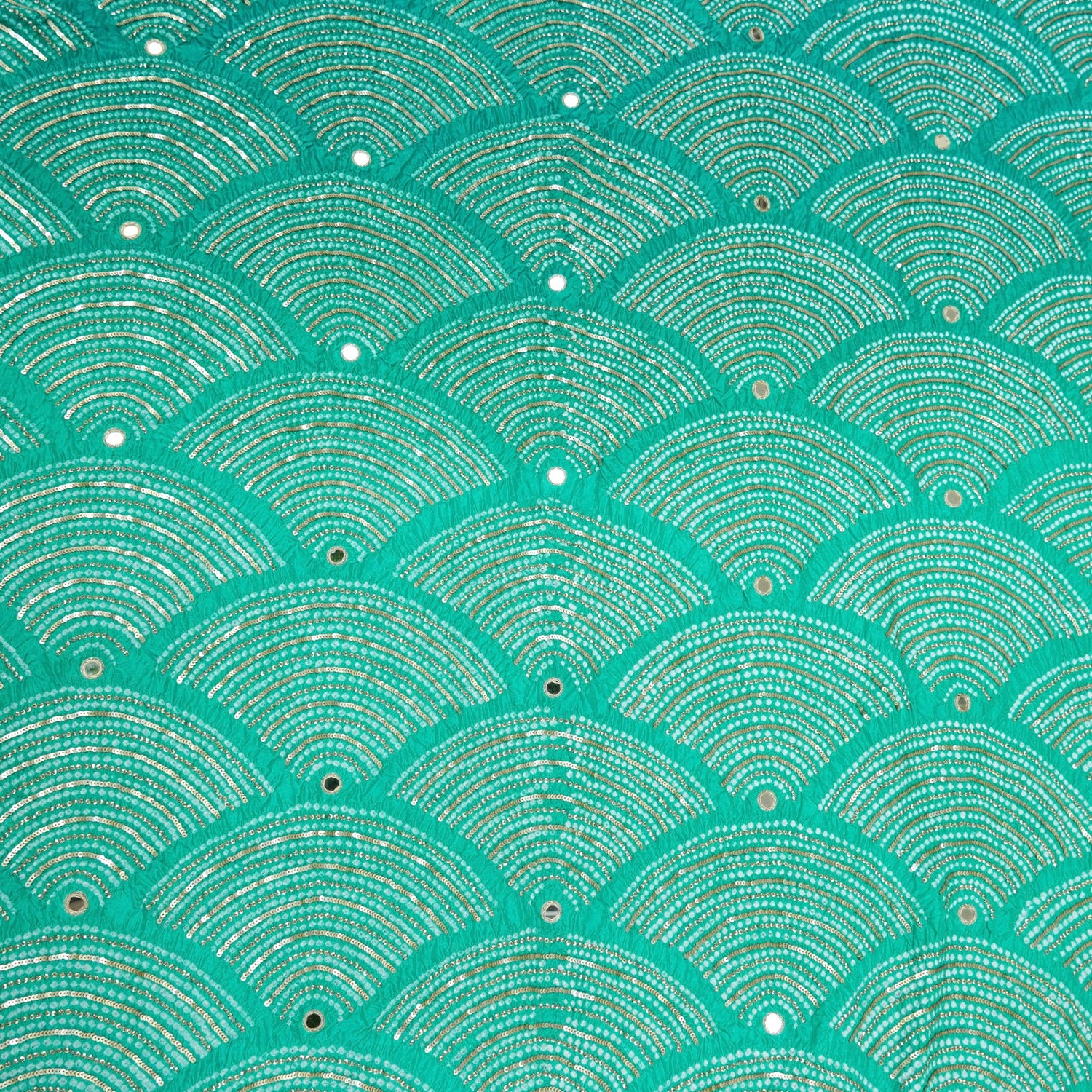 Sea Green Pure Gajji Handloom Bandhani Fabric with Sequence Work - Khinkhwab