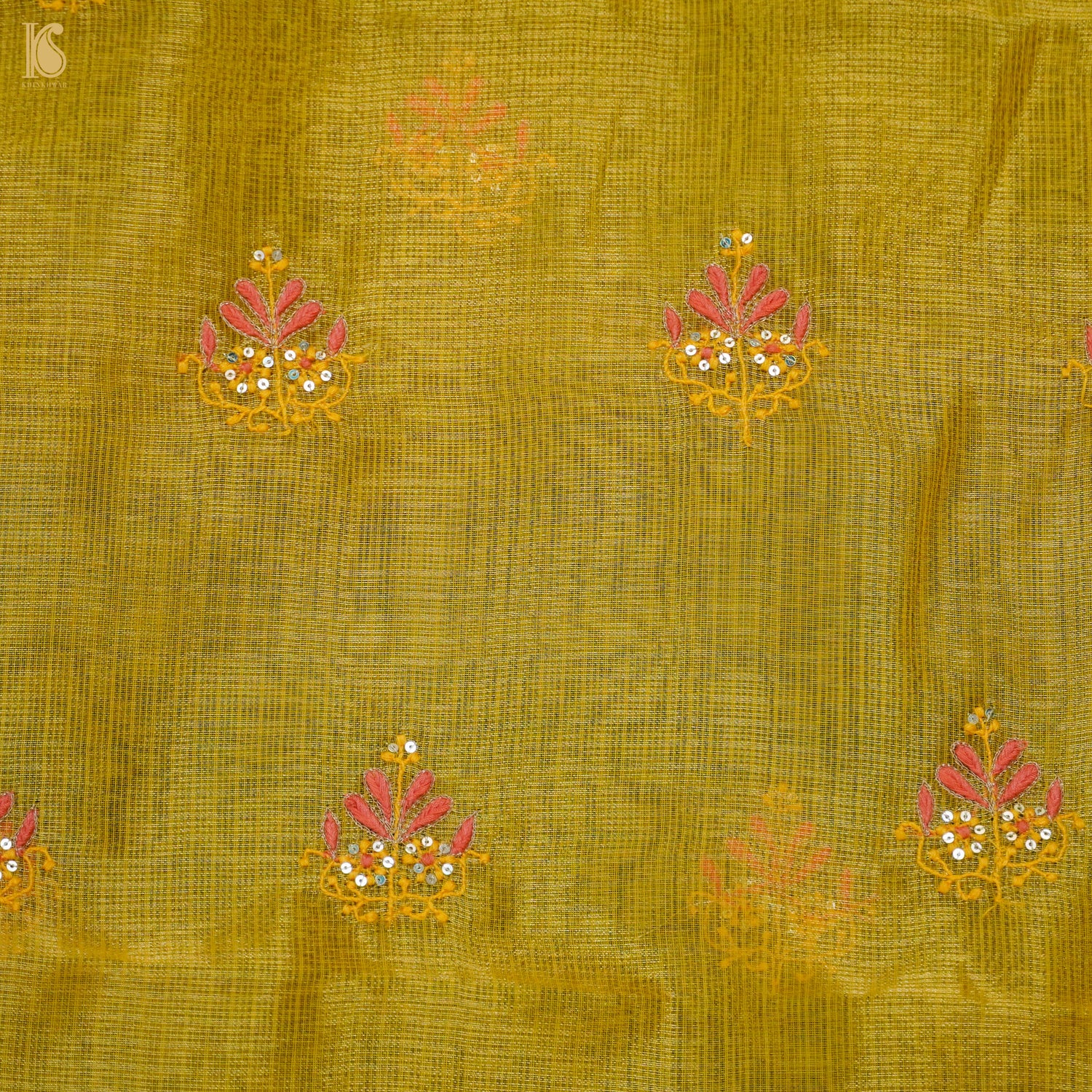 Galliano Yellow Chikankari Pure Handloom Kota Silk Silk Suit Set - Khinkhwab