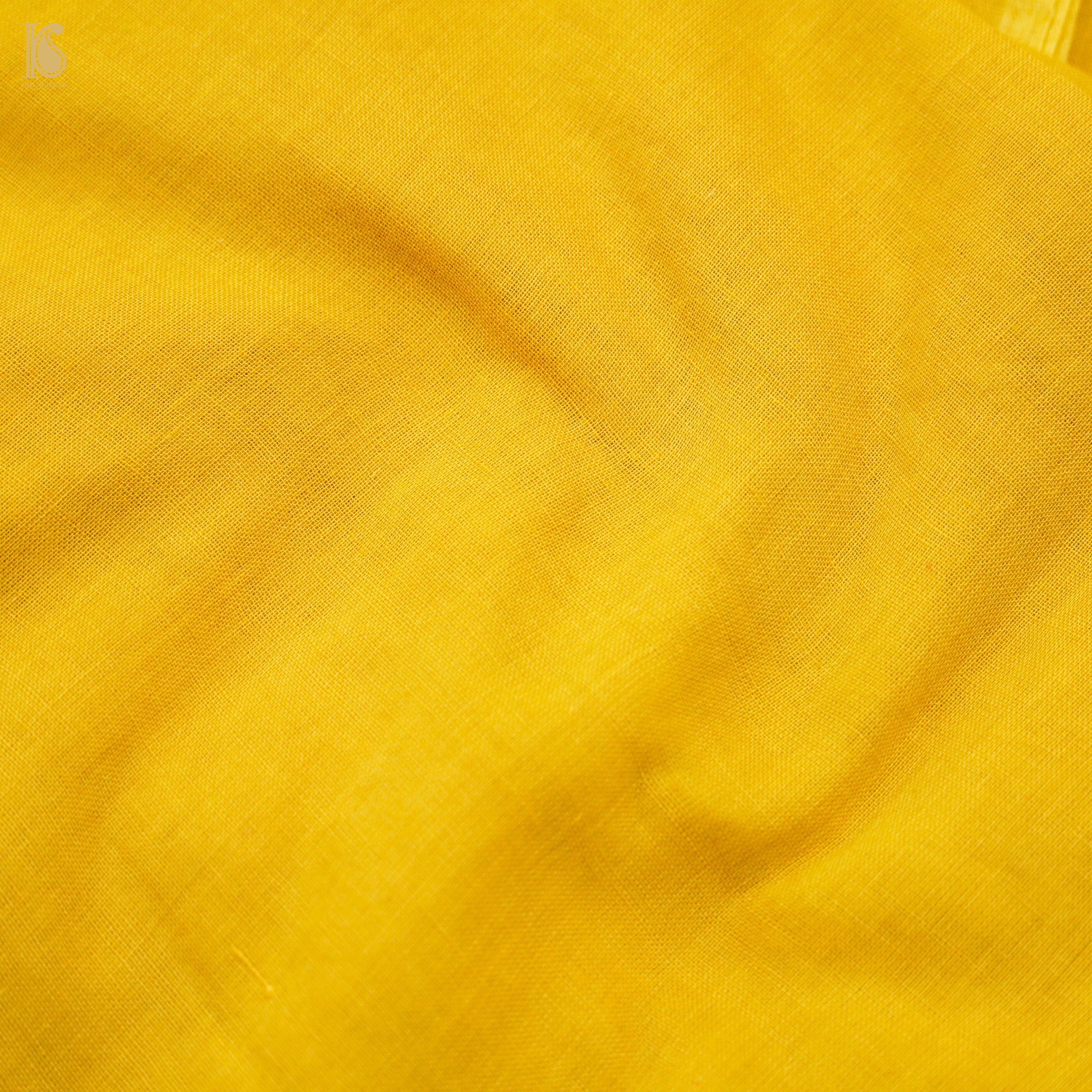 Galliano Yellow Chikankari Pure Handloom Kota Silk Silk Suit Set - Khinkhwab