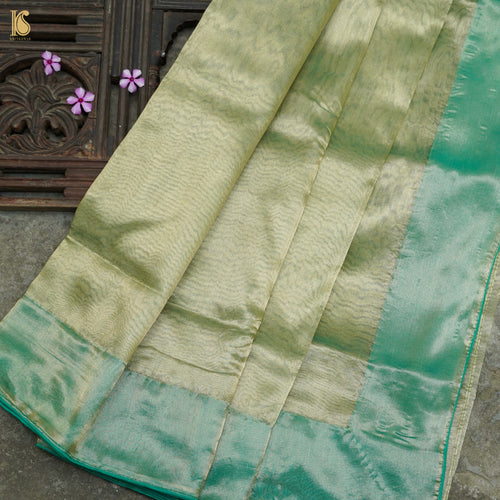 Norway Green Pure Tissue Silk Handwoven Banarasi Saree - Khinkhwab