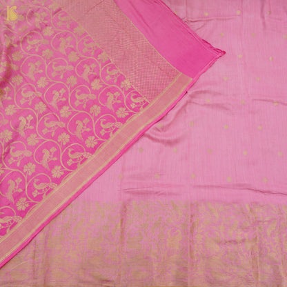 Red Violet Pure Moonga Silk Handloom Banarasi Suit and Dupatta Set - Khinkhwab