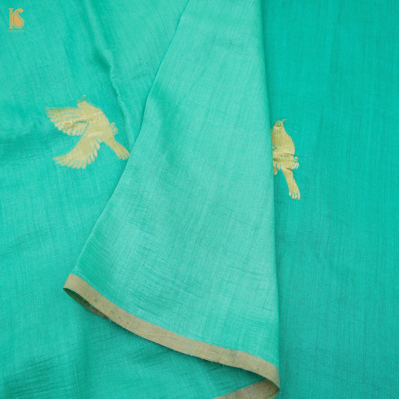 Persian Green Pure Moonga Silk Handloom Banarasi Suit and Dupatta Set - Khinkhwab