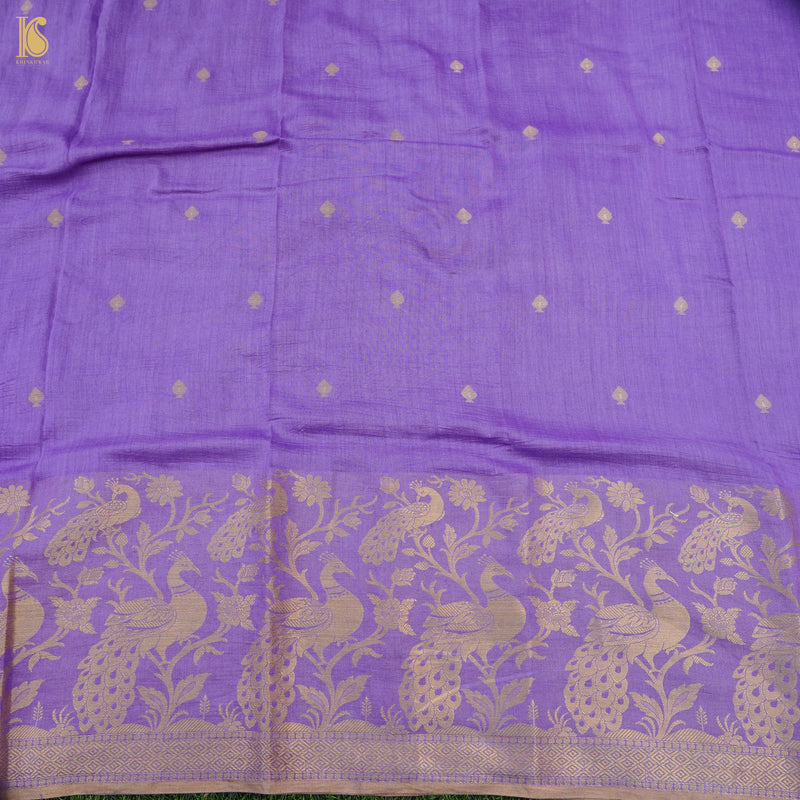 Lilac Bush Pure Moonga Silk Handloom Banarasi Suit and Dupatta Set - Khinkhwab