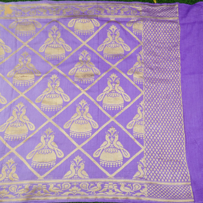 Lilac Bush Pure Moonga Silk Handloom Banarasi Suit and Dupatta Set - Khinkhwab