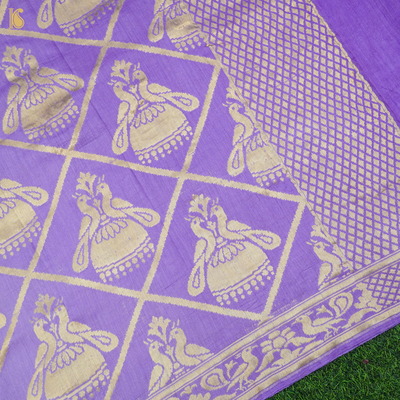 Lilac Bush Pure Moonga Silk Handloom Banarasi Suit and Dupatta Set - Khinkhwab