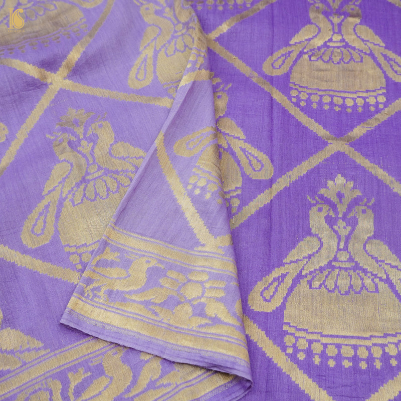 Lilac Bush Pure Moonga Silk Handloom Banarasi Suit and Dupatta Set - Khinkhwab