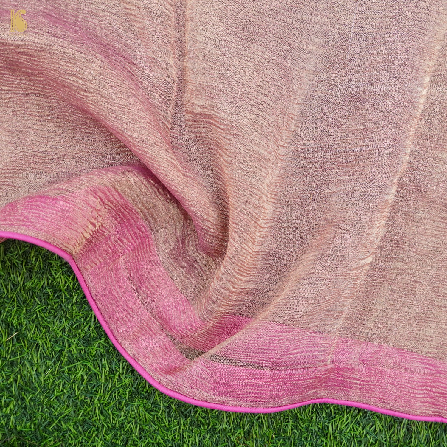 Pink Wrinkle Pure Tissue Silk Dupatta - Khinkhwab