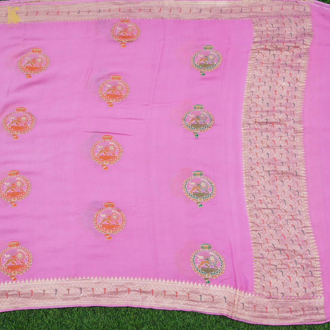 Tea Rose Pink Pure Georgette Sher Boota Banarasi Dupatta - Khinkhwab