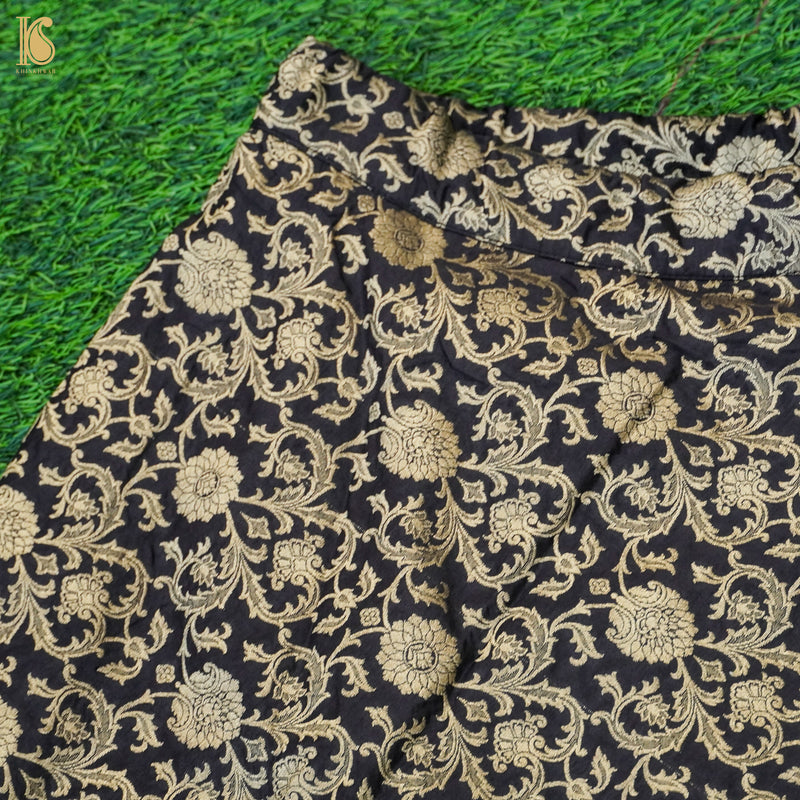 Black Soft Silk Banarasi Stitched Lehenga - Khinkhwab