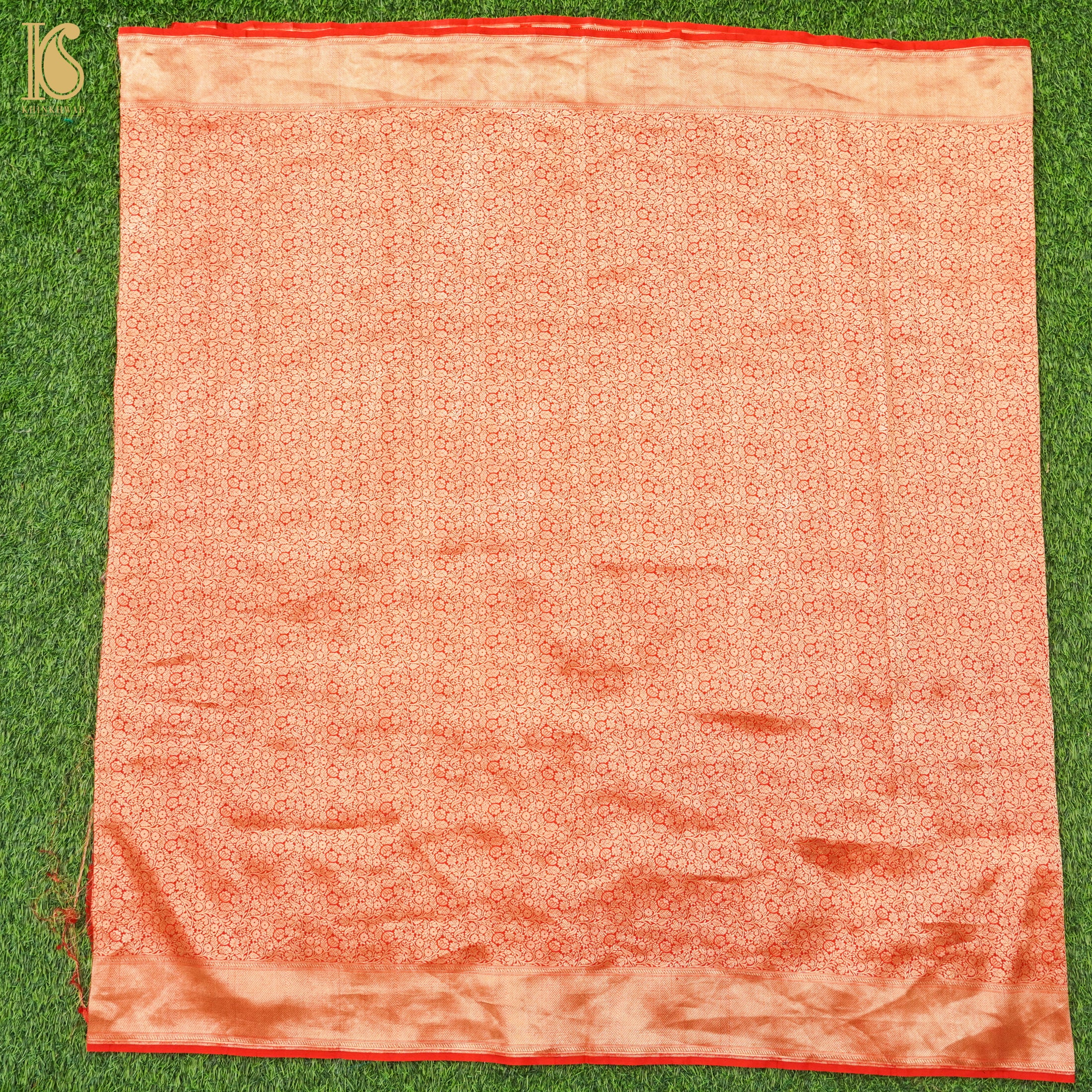 Handloom Red Pure Brocade Banarasi Fabric - Khinkhwab