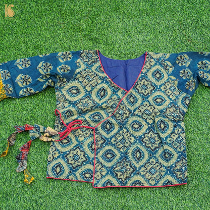 Blue Ajrakh  Pure Cotton Stitched Blouse - Khinkhwab