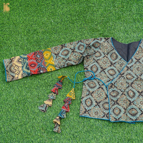 Black Ajrakh  Pure Cotton Stitched Blouse - Khinkhwab