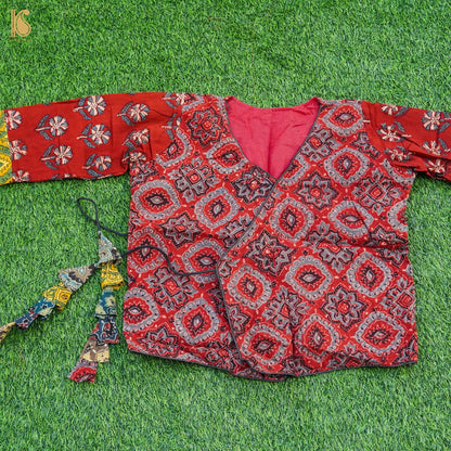 Red Ajrakh  Pure Cotton Stitched Blouse - Khinkhwab