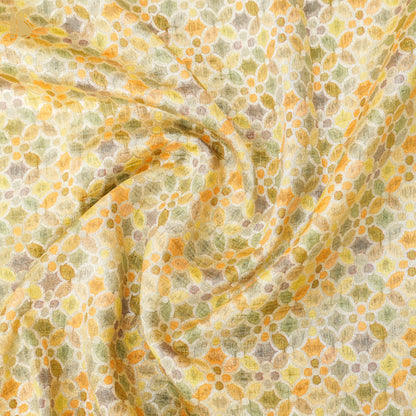 Yellow Spun Silk Banarasi Fabric - Khinkhwab