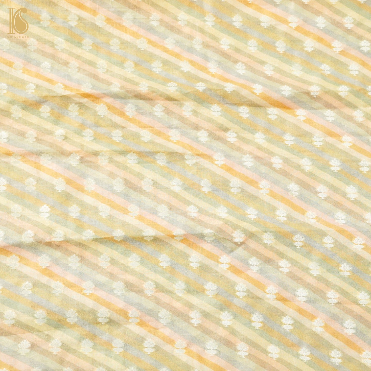 Peach Pure Spun Silk Banarasi Fabric - Khinkhwab