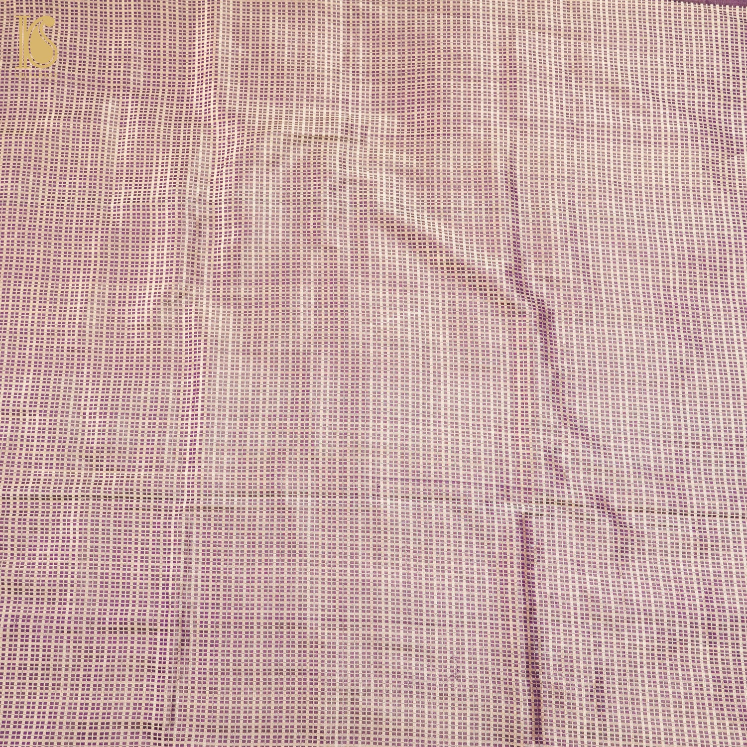 Vivid Violet Handwoven Pure Satin Silk Banarasi Fabric - Khinkhwab