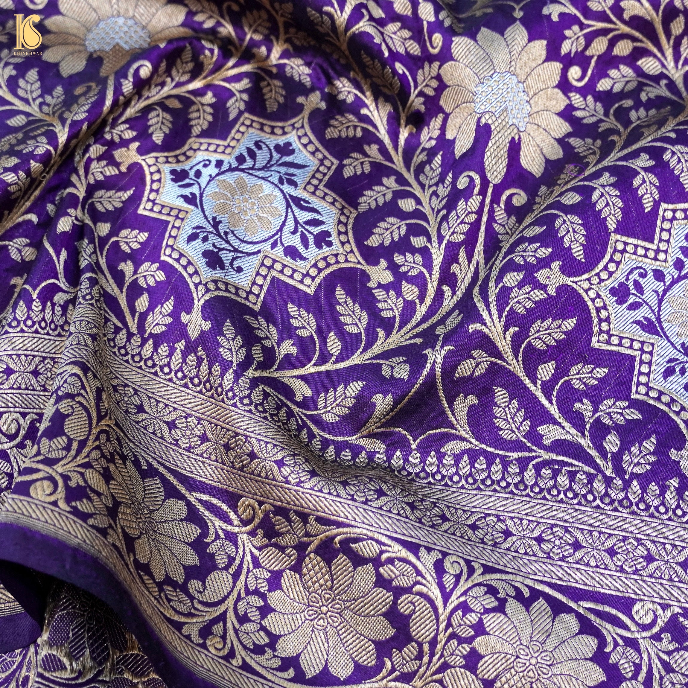 Purple Pure Katan Silk Handloom Banarasi Dupatta - Khinkhwab