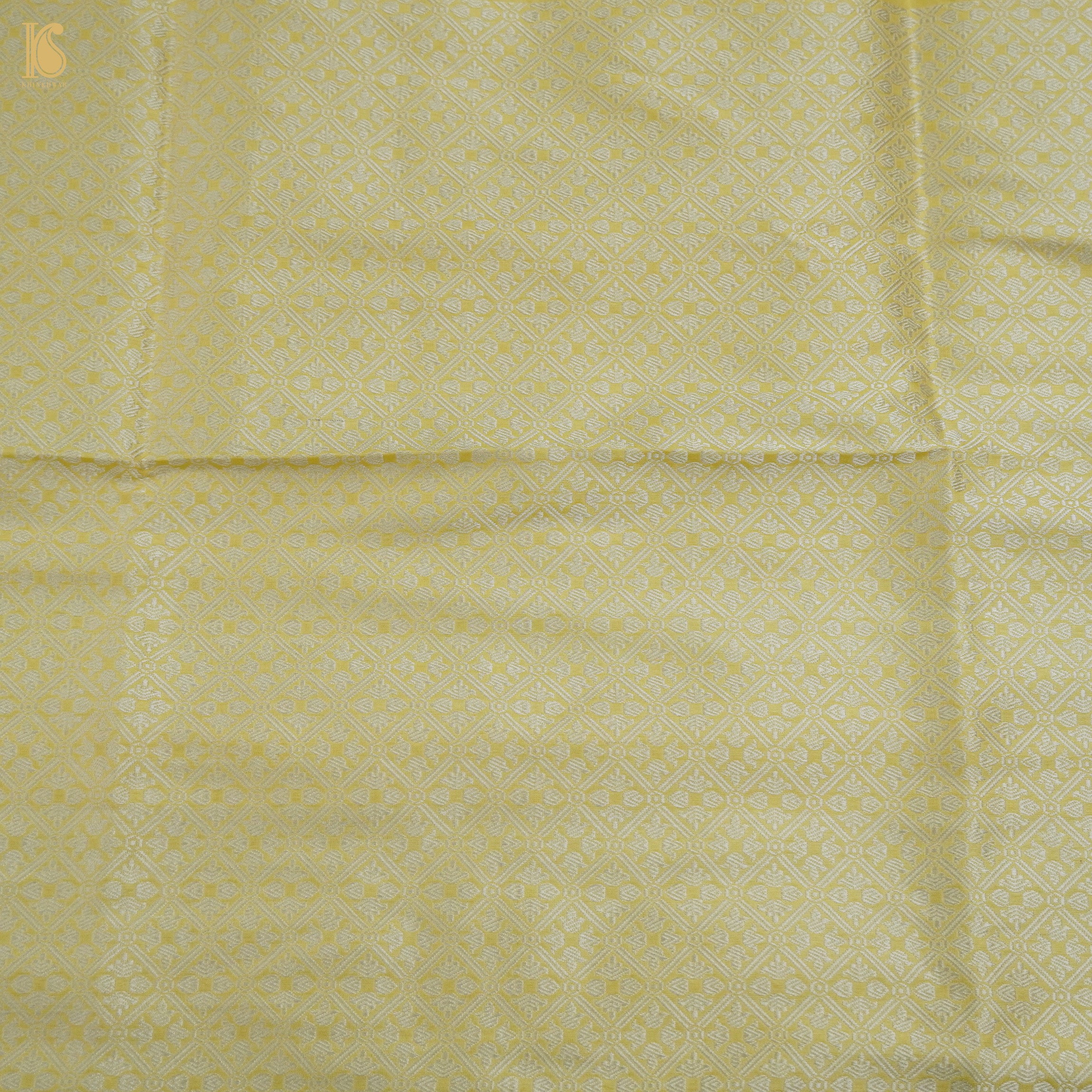 Handwoven Pure Katan Silk Banarasi Brocade Silver Zari Fabric - Khinkhwab
