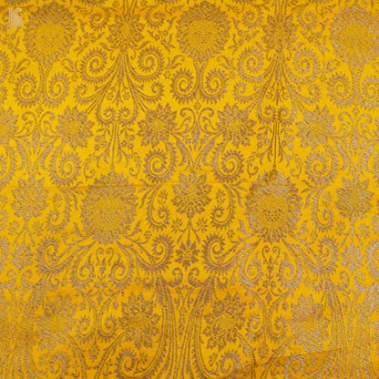 Yellow Pure Kinkhab / Kimkhab Brocade Banarasi Fabric - Khinkhwab