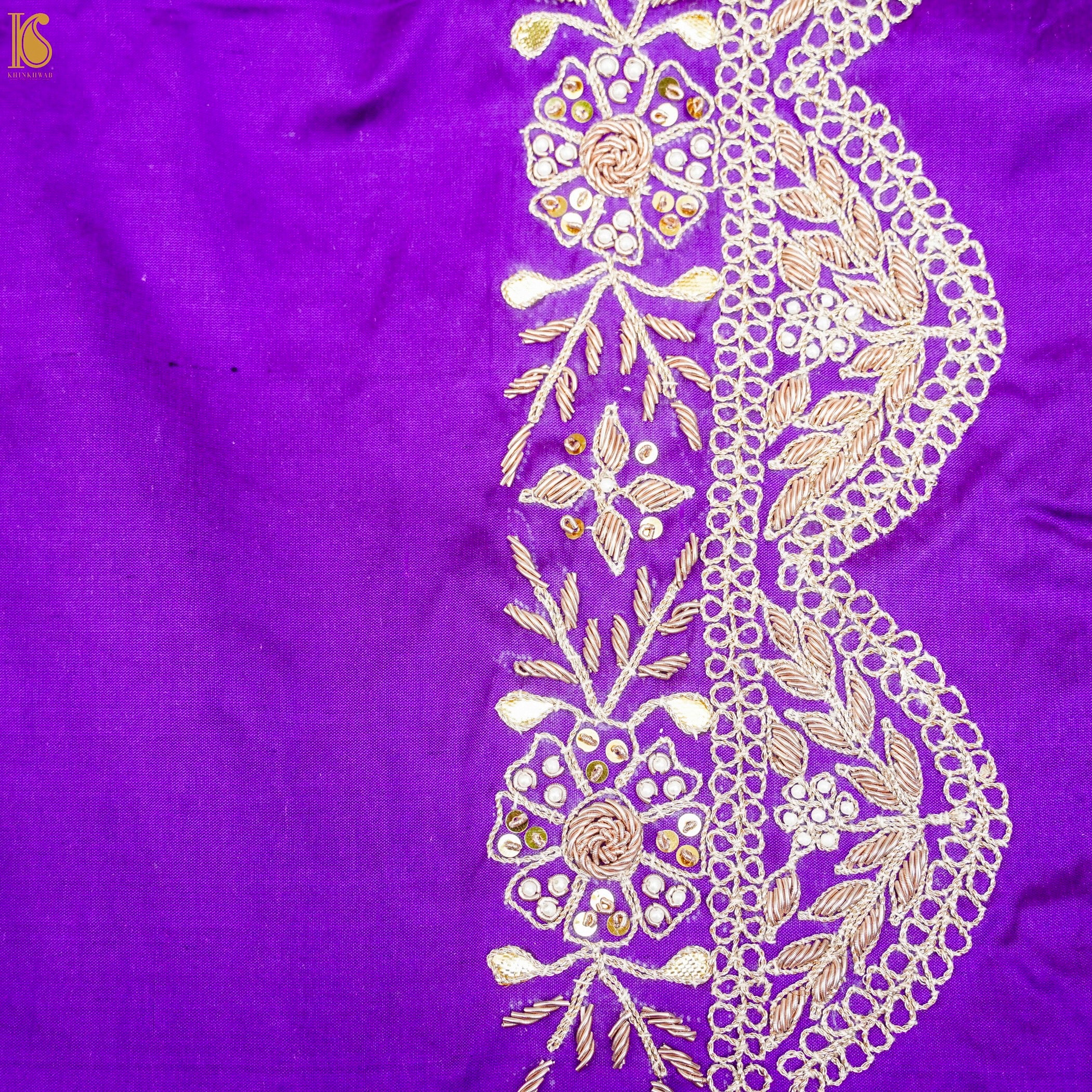 Handloom Pure Katan by Dupion Silk Banarasi Kadwa Jaal Embroidery Saree - Khinkhwab