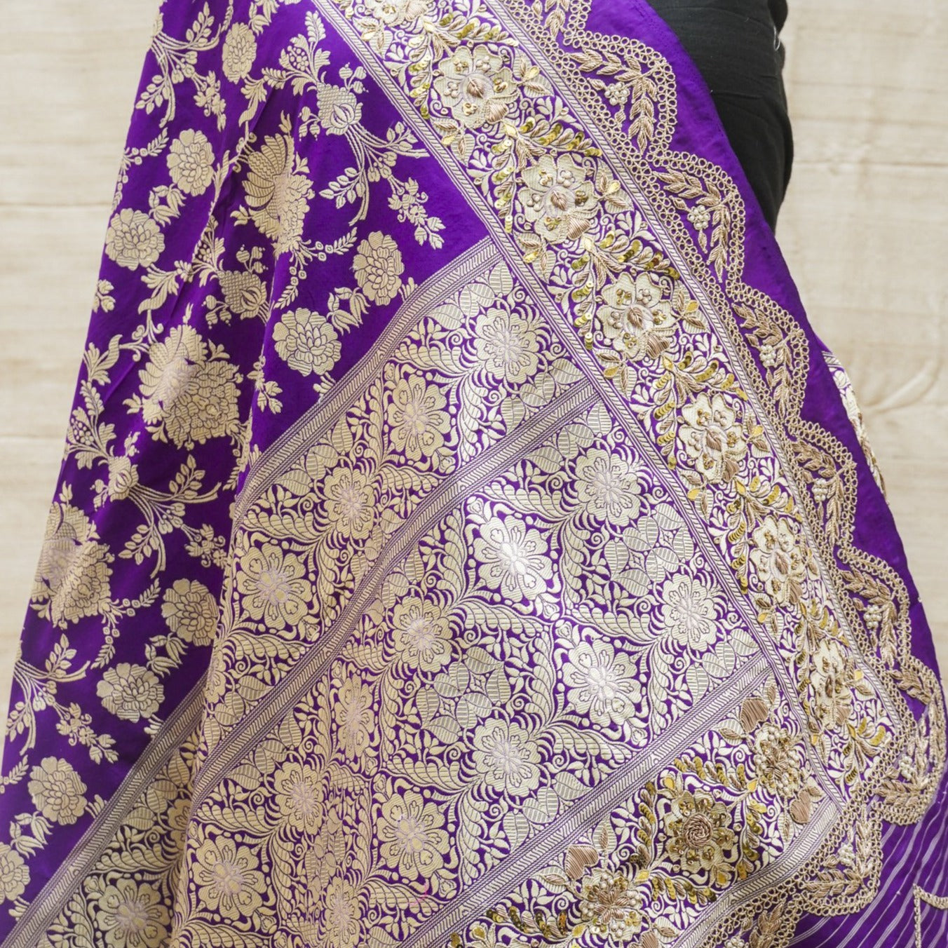 Handloom Pure Katan by Dupion Silk Banarasi Kadwa Jaal Embroidery Saree - Khinkhwab