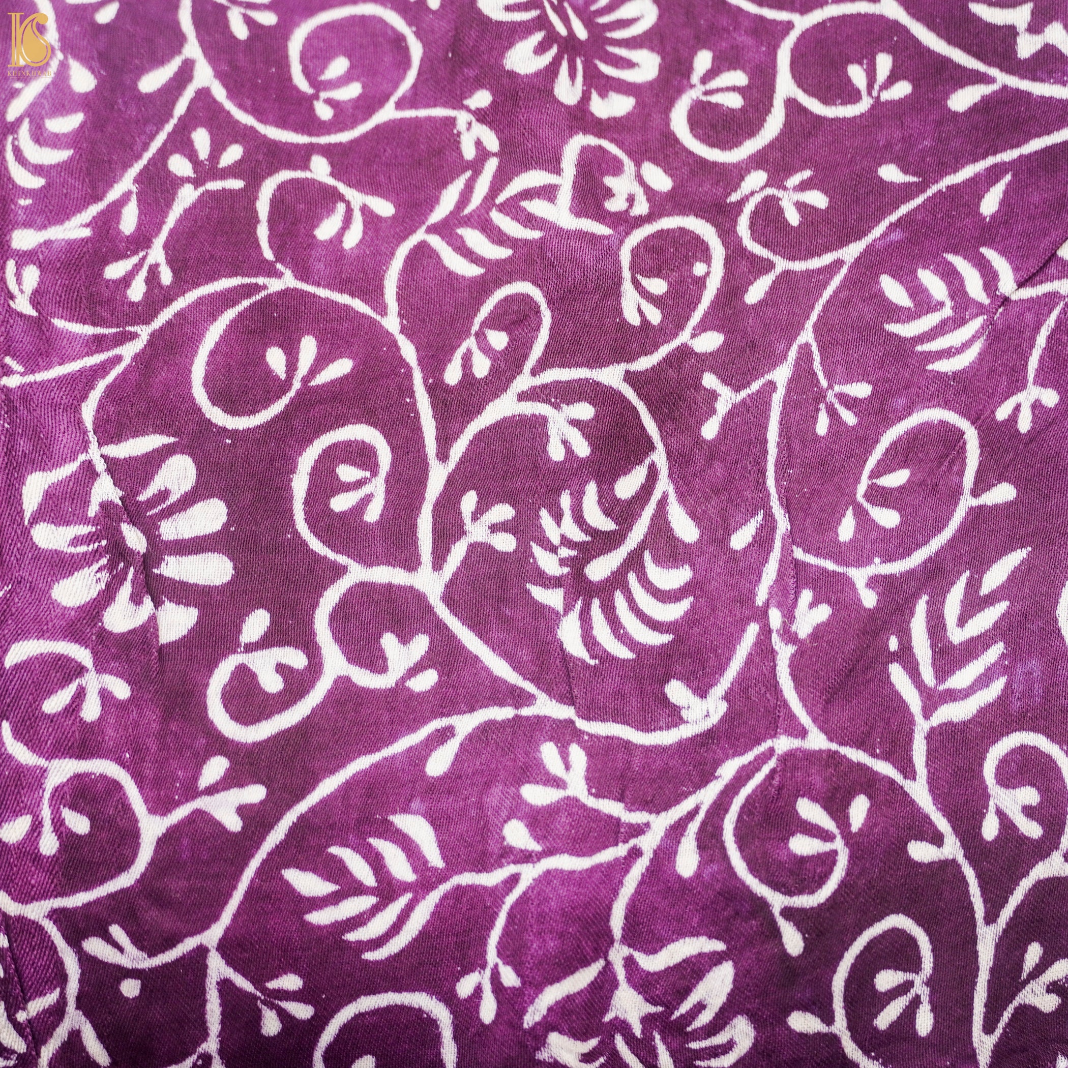Scarlet Gum Purple Hand Block Ajrakh Modal Silk Gharchola Saree - Khinkhwab