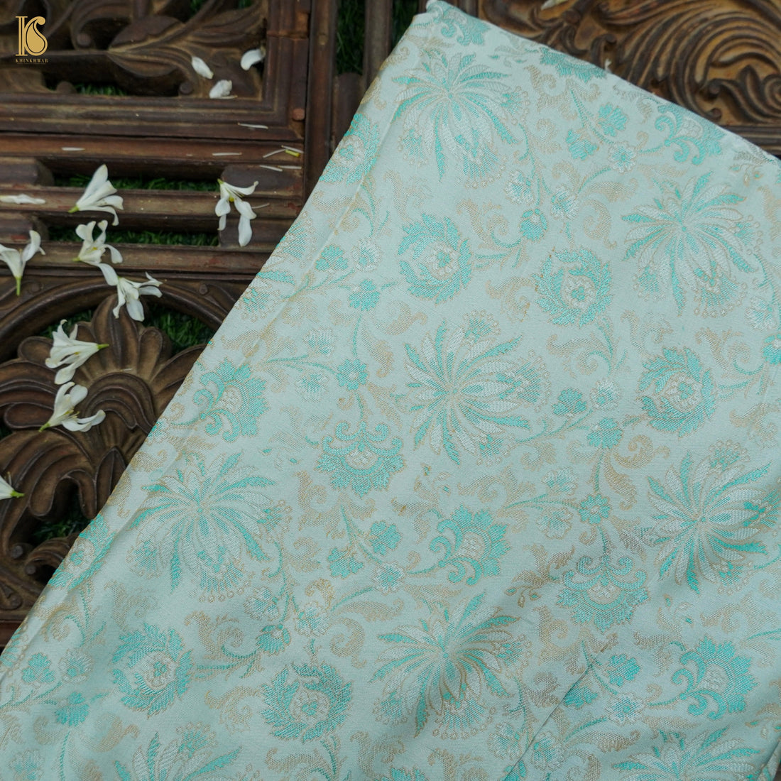 Green Pure Banarasi Silk Handwoven Tanchui Fabric - Khinkhwab