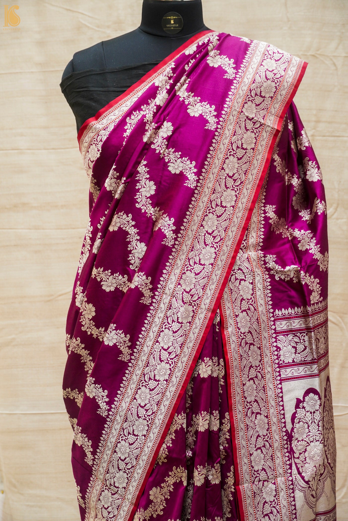 Handloom Banarasi Katan Silk Kadwa Jangla Saree – Khinkhwab