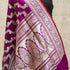 Violet Red Katan Silk Handloom Banarasi Kadwa Jangla Saree - Khinkhwab