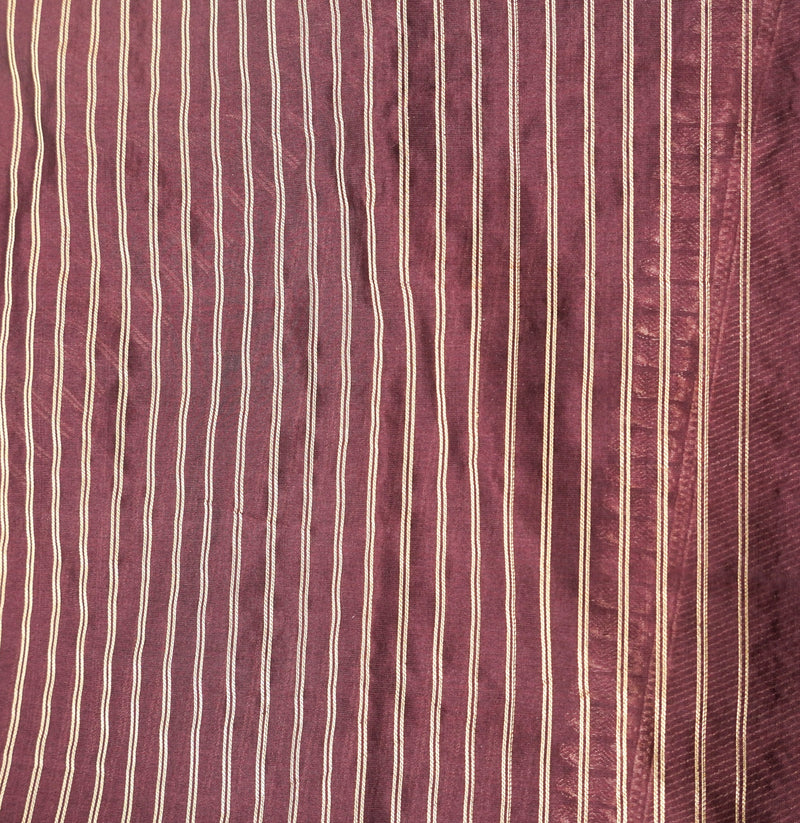 Congo Brown Pure Kora Silk Handloom Banarasi Soft Drape Saree - Khinkhwab