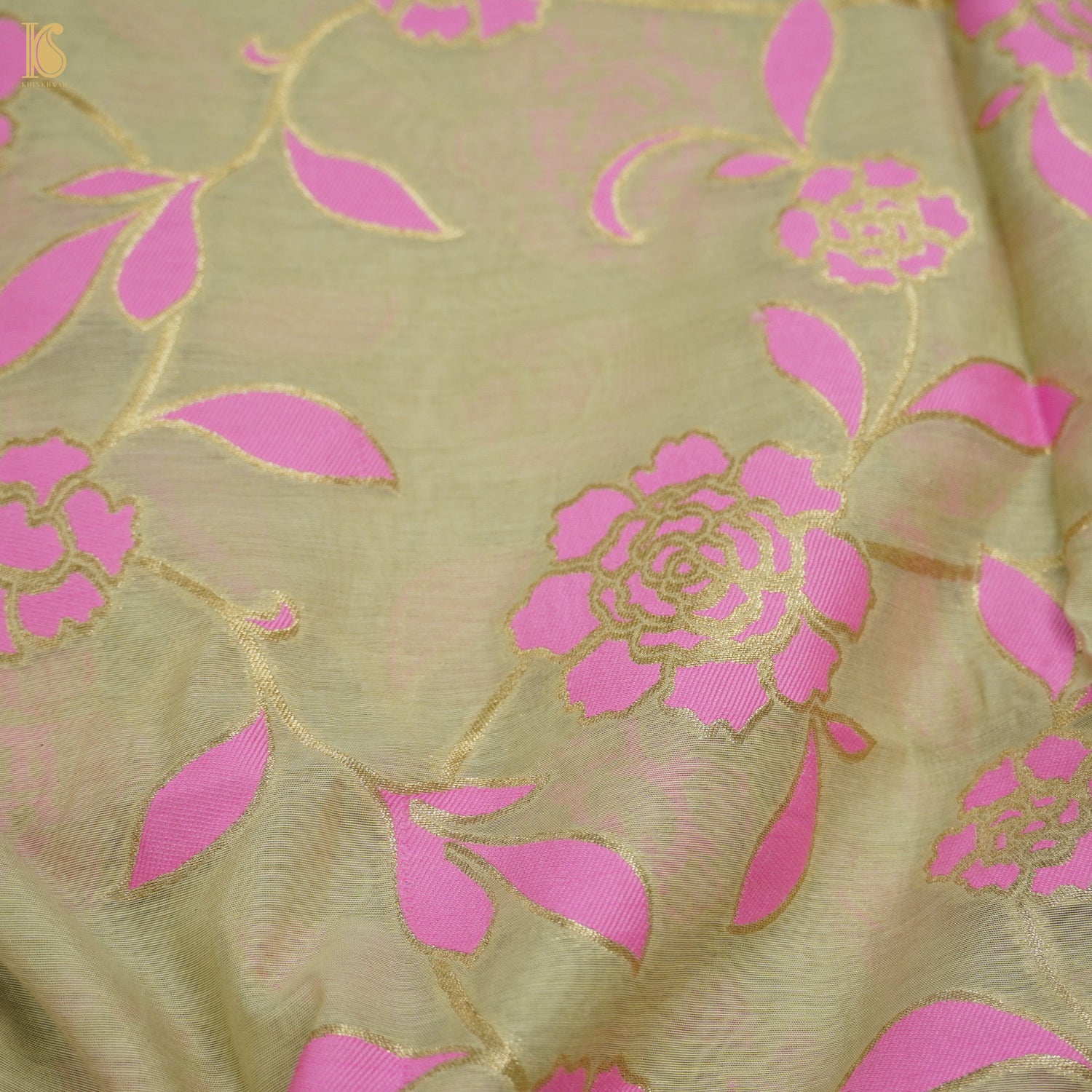 Beige &amp; Pink Pure Cotton Silk Banarasi Suit Set - Khinkhwab