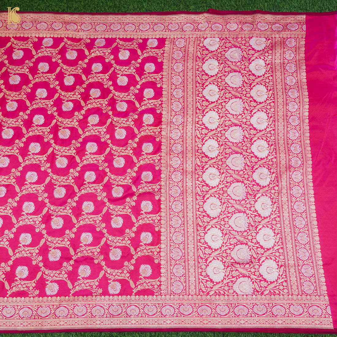 Ruby Pink Handwoven Pure Silk Real Zari Banarasi Meenakari Kadwa Saree - Khinkhwab