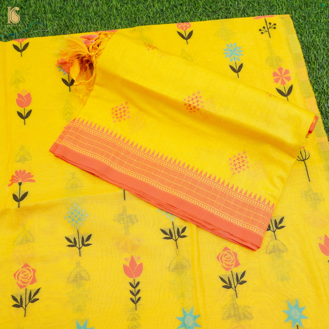 Yellow Pure Cotton Silk Banarasi Suit Set - Khinkhwab