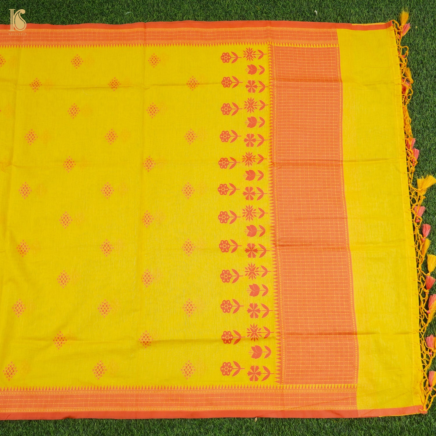 Yellow Pure Cotton Silk Banarasi Suit Set - Khinkhwab