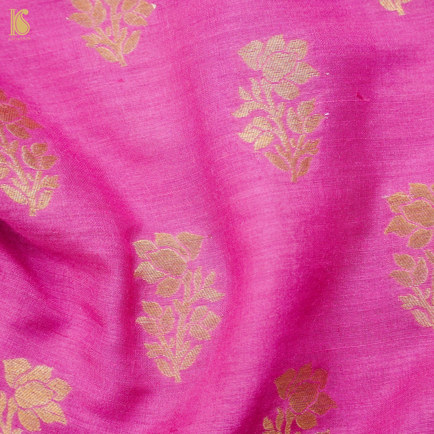 Persian Pink Pure Moonga Silk Handloom Banarasi Suit Fabric - Khinkhwab