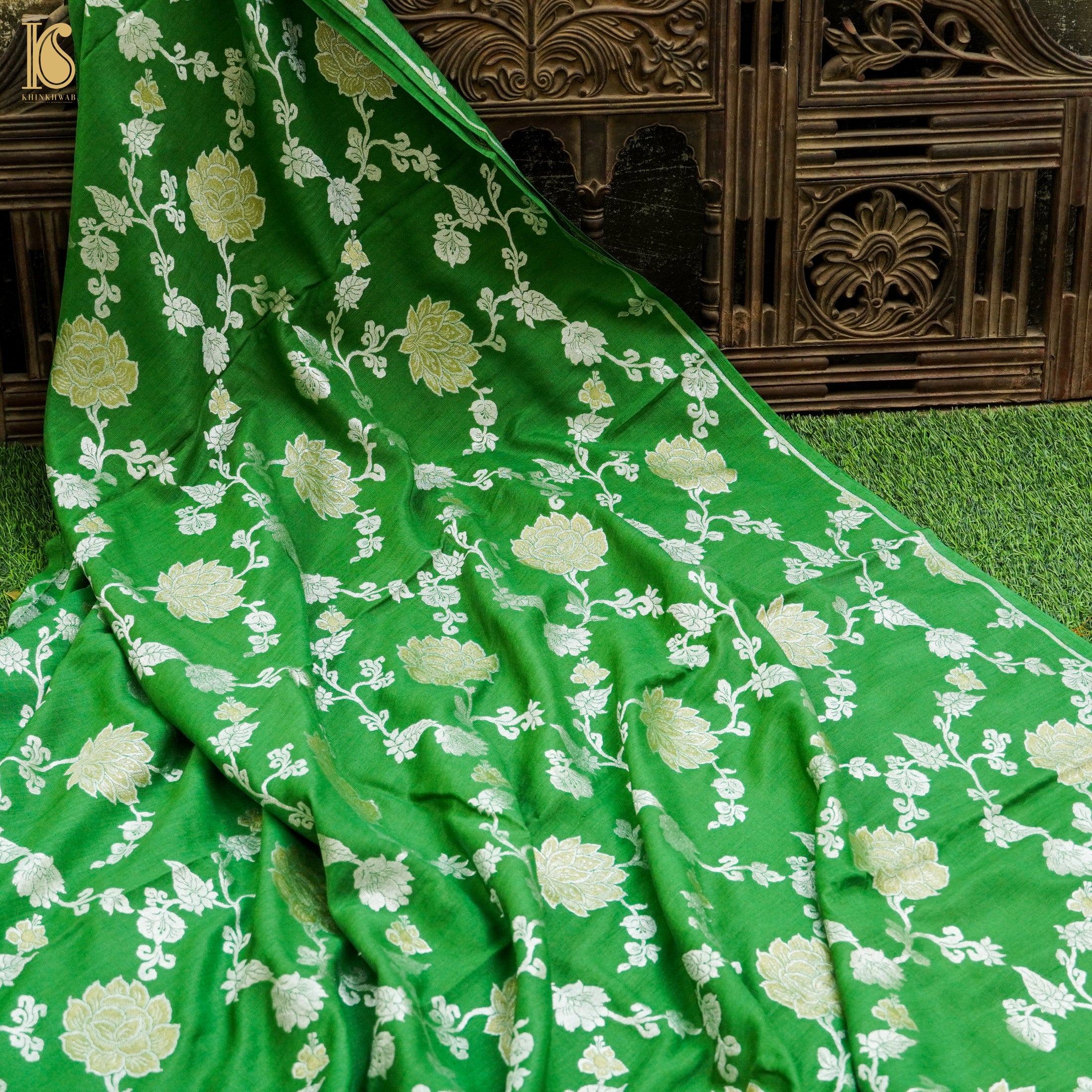 Women's Lakhnavi Handcrafted Pure Silk Georgette Chikankari Suit Mater