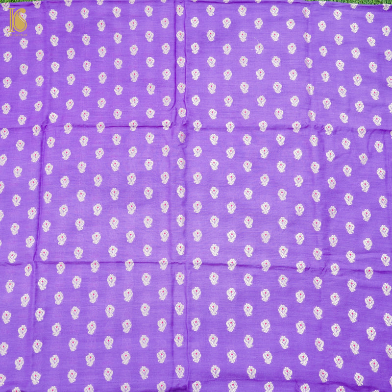 Amethyst Purple Pure Moonga Silk Handloom Banarasi Suit Fabric - Khinkhwab