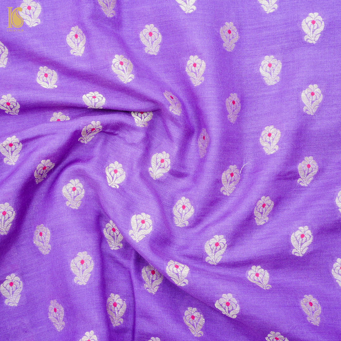 Amethyst Purple Pure Moonga Silk Handloom Banarasi Suit Fabric - Khinkhwab