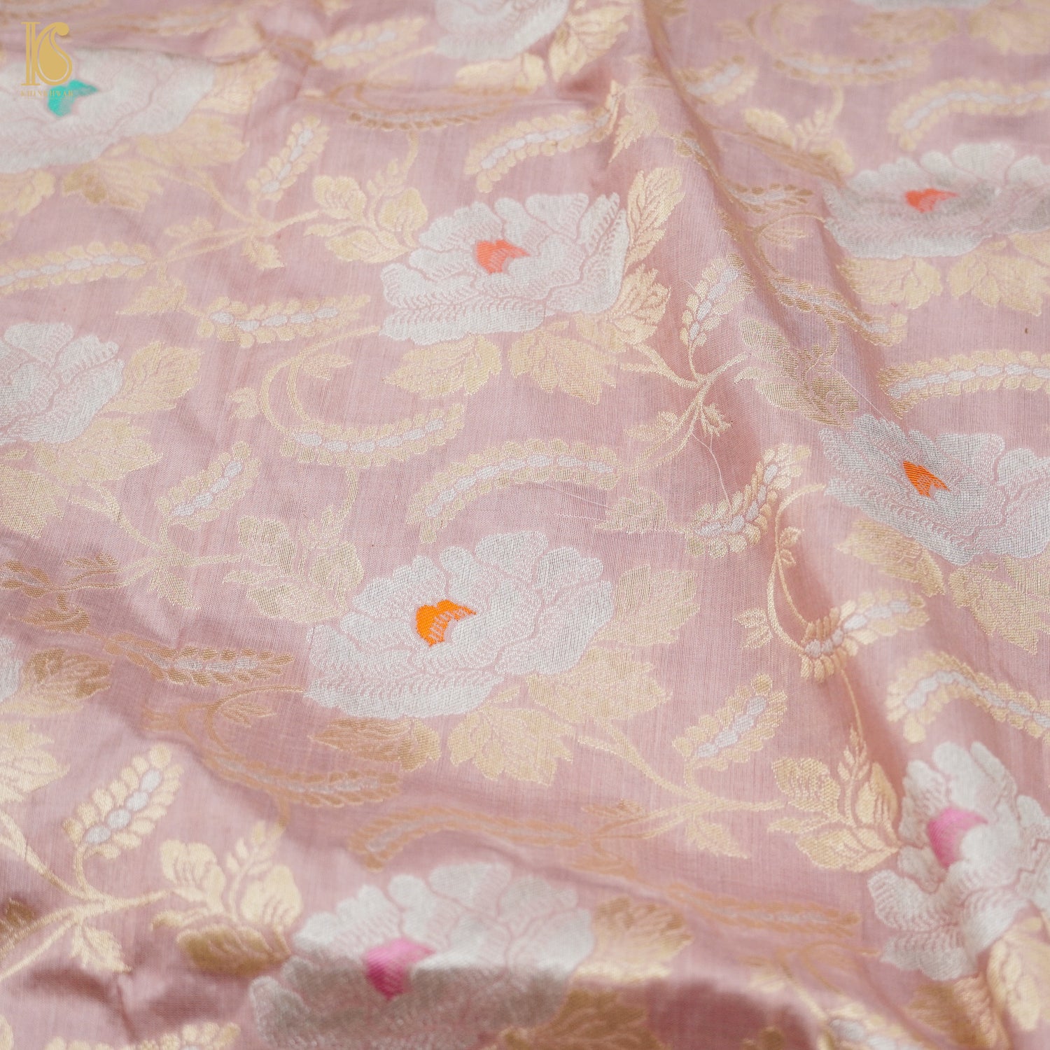 Pink Flare Pure Katan Silk Banarasi Meenakari Jaal Fabric - Khinkhwab