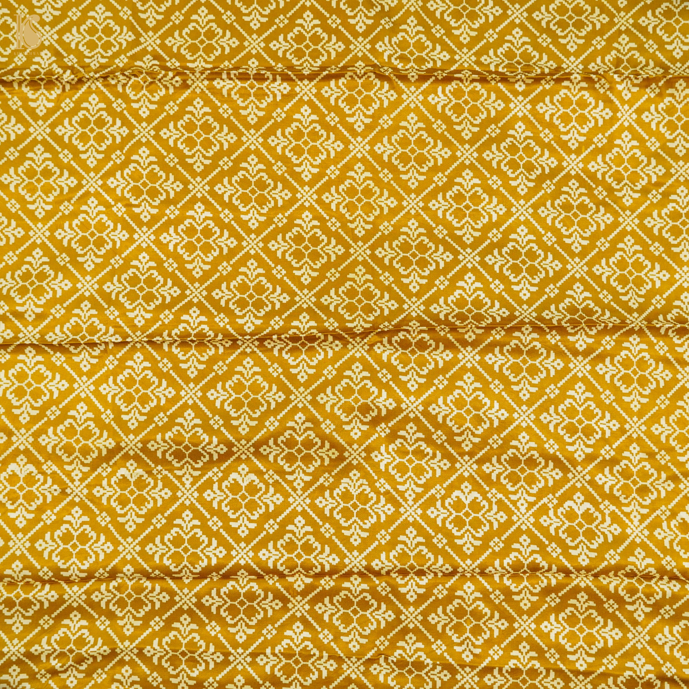 Gamboge Yellow Pure Mashru Silk Patola Ajrakh Kurta Set - Khinkhwab