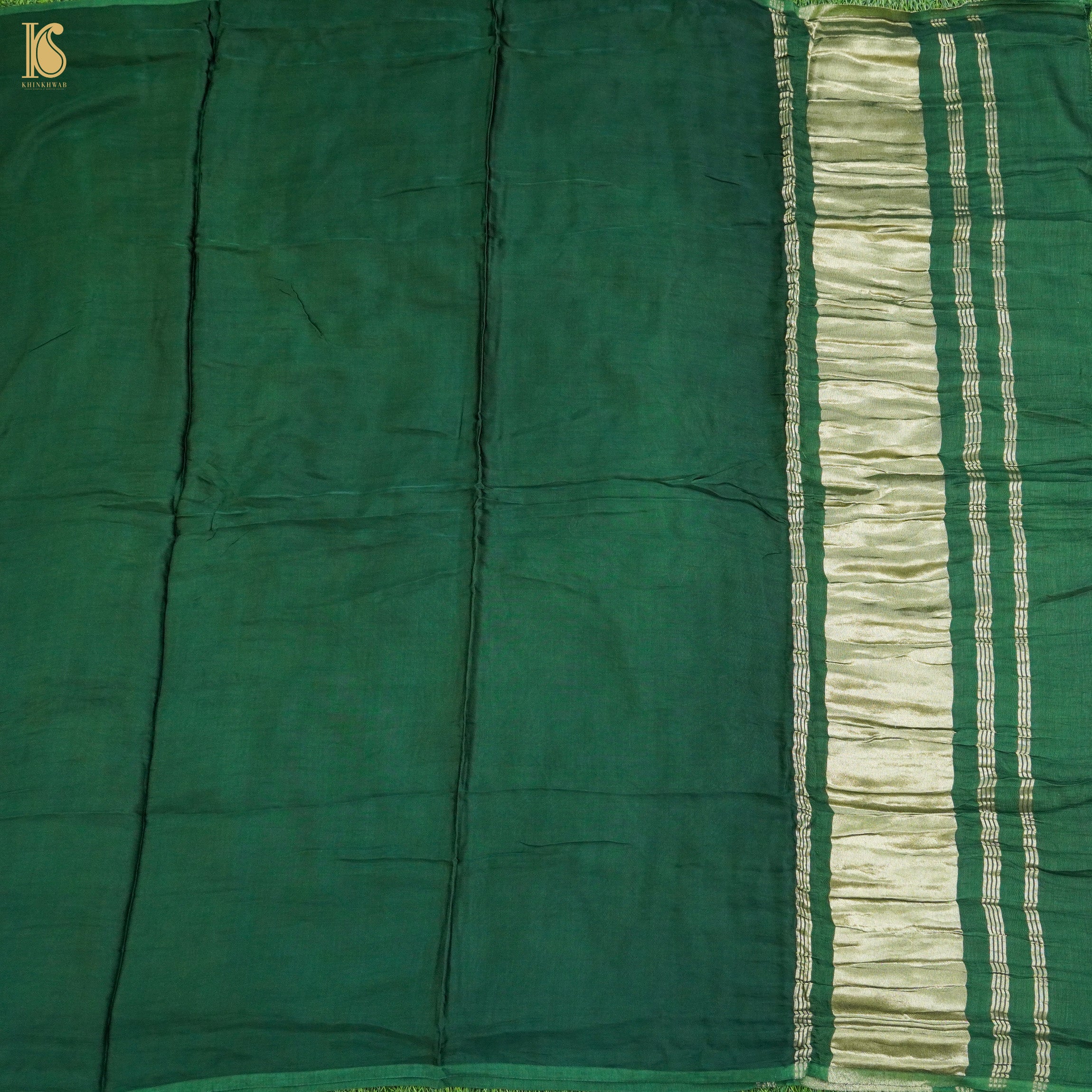Hunter Green Pure Mashru Silk Patola Ajrakh Kurta Set - Khinkhwab
