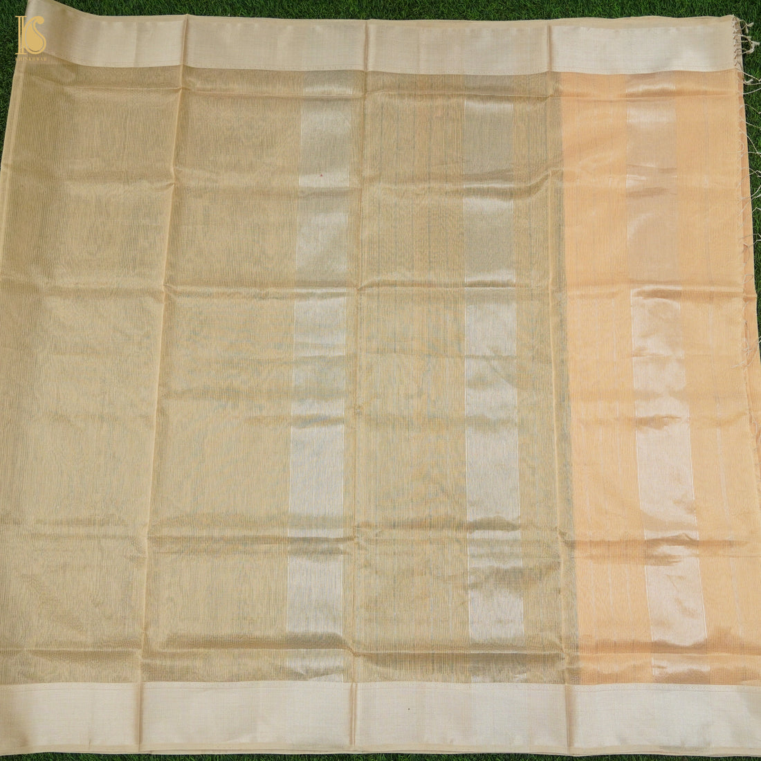 Tan Orange Handwoven Pure Cotton Silk Maheshwari Saree - Khinkhwab