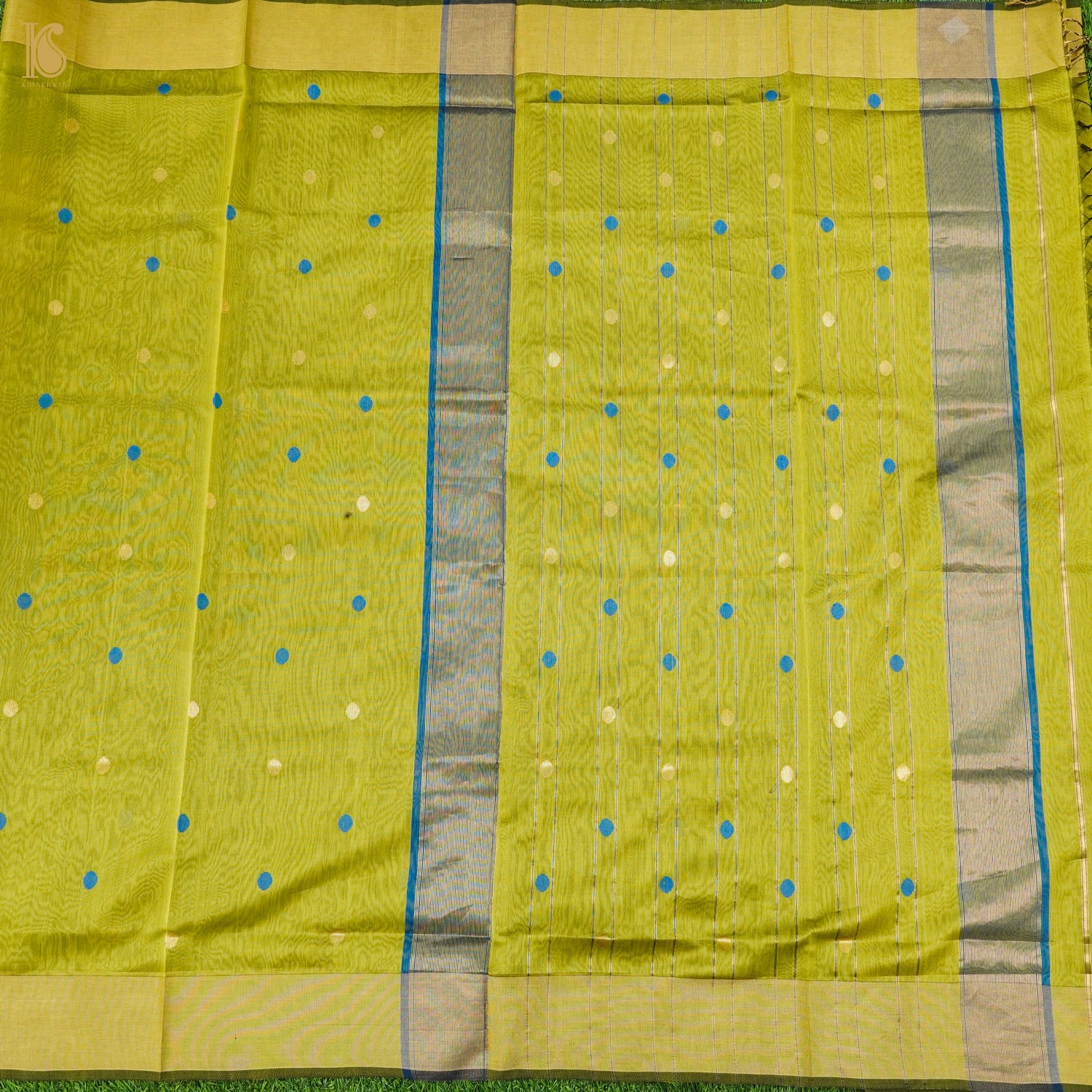 Green Handwoven Pure Cotton Silk Maheshwari Saree - Khinkhwab