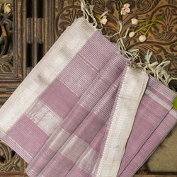 Viola Pink Handwoven Pure Cotton Silk Maheshwari Saree - Khinkhwab