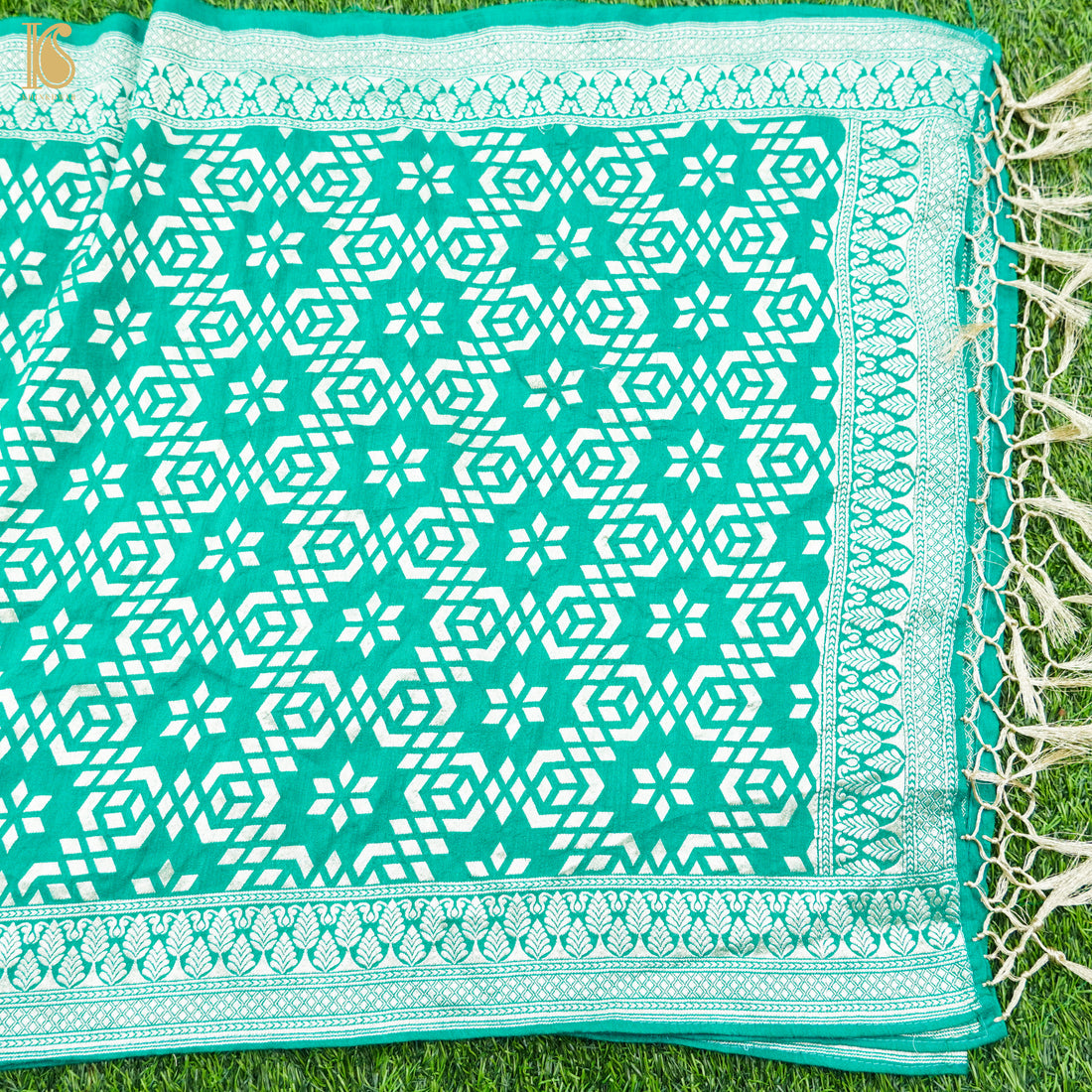Persian Green Pure Moonga Silk Banarasi Stole - Khinkhwab